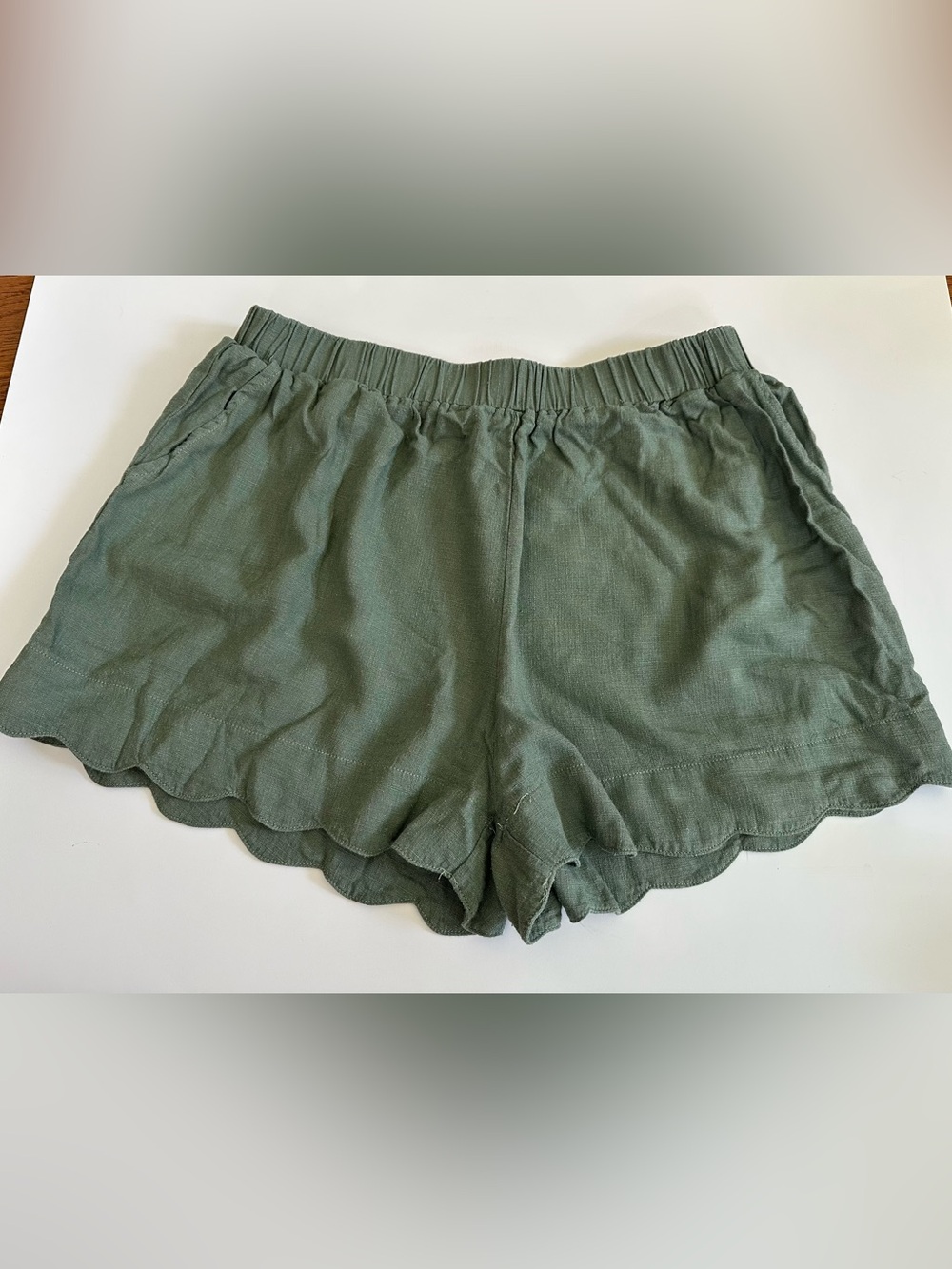 Green Linen Shorts